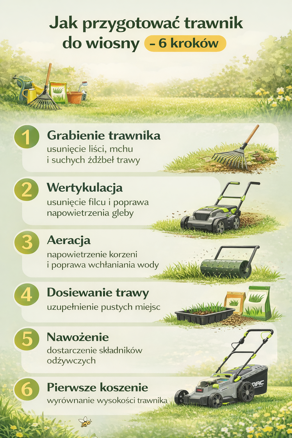 etapy przygotowywania trawnika do wiosny